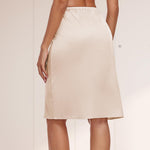 MANCYFIT Half Slips for Women Satin Slip Skirt Under Dresses Anti-Static Side Slit Underskirt Large Nude