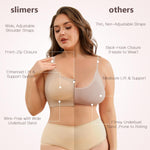 Slimers Zip Front Bras for Women: Wireless Post Surgery Compression Bars Full Coverage Comfort Everyday Beige