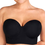 HSIA Strapless Bras for Women, Longline Corset for Large Bust Plus Size Supportive Bustier Minimizer Convertible Bandeau, Black 34DD