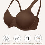 HSIA Bras for Women Minimizer Full Coverage, Plus Size T Shirt Unlined Underwire Smooth Bra, Seamless Cups Joan Ultimate Soft Coffee Brown