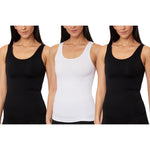 Skinnygirl Women's Scoop Neck Seamless Shaping Camisole, 3-Pack (US, Alpha, Large, Regular, Regular, Black/White/Black)