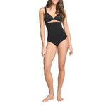 SPANX ASSETS High Waist Thong - Seamless Shapewear - No-Show Tummy Support - Silicone Grip - Lightweight Sculpting - Very Black - Medium