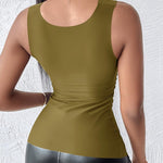 CHICME Womens U Neck Shapewear Built-in Bra Tank High Strechy Sleeveless Slim Fit Tops Camisole Workout Tops-gr-S Green