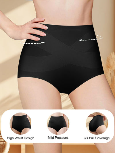 QUASTI Underwear 4 Pack Tummy Control High Waisted Ladies Panties Postpartum Compression Briefs Full Coverage（S）