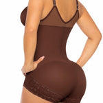 YIANNA Postpartum Fajas Colombianas Moldeadoras Full Body Shapewear Tummy Control for Women Body Shaper Girdles Compression Garment with Side Bust Pad, YA7510-Brown-XL