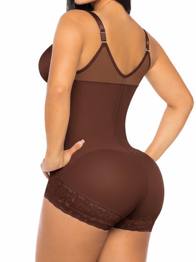 YIANNA Postpartum Fajas Colombianas Moldeadoras Full Body Shapewear Tummy Control for Women Body Shaper Girdles Compression Garment with Side Bust Pad, YA7510-Brown-XL