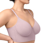 HSIA Bras for Women Minimizer Full Coverage Seamless Plus Size Longline Back Smoothing Unlined Underwire Bra Grey Purple