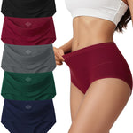 Vevmon Cotton Underwear for Women High Waisted Full Coverage Briefs Soft Ladies Panties 5 Pack (US, Alpha, Large, Regular, Regular, A-5 Pack 5 Colors)