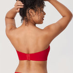 DELIMIRA Women's Strapless Bra Unlined Underwire Minimizer Plus Size Support Lipstick Red 36D