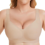 Gailife Womens Seamless Wireless Supportive Lift Bra Push Up Comfort Soft No Underwire Full Coverage T-Shirt Bralette, Milk Coffee, M