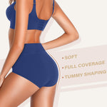 OLIKEME Tummy Control Cotton Underwear for Women Plus Size Breathable Postpartum Panties High Waisted Briefs Multicolor