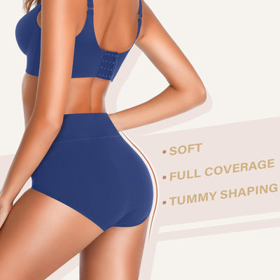 OLIKEME Tummy Control Cotton Underwear for Women Plus Size Breathable Postpartum Panties High Waisted Briefs Multicolor