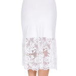 MANCYFIT Half Slips for Under Dresses Extender Slip Skirt for Women Lace Trim Long Underskirt 28 Inch White XX-Large