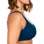 HSIA Bras for Women Minimizer Full Coverage, Plus Size T Shirt Unlined Underwire Smooth Bra, Seamless Cups Joan Ultimate Soft Ocean Blue