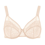 HSIA Minimizer Bras for Women Enchante Full Coverage Underwire Bras Plus Size Lifting Floral Lace Bra for Heavy Breast Almond Beige