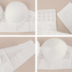 HSIA Strapless Bras for Women, Longline Corset for Large Bust Plus Size Supportive Bustier Minimizer Convertible Bandeau, Lace White Style 34DD