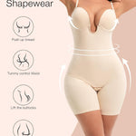 Slimers Backless Shapewear Tummy Control: Low Back Plunge Shapewear Bodysuit - Slimming Built-In Bra Full Body shaper Woman