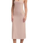 Cmumienzink V Neck Long Full Slips for Women Under Dresses Adjustable Straps Midi Cami Dress (US, Alpha, Small, Regular, Regular, Nude)
