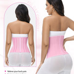 SHAPSHE Waist Trainer for Women Tummy Control Workout Waist Cincher Corset Shapewear Postpartum Body Shaper Faja with Zipper Hook Pink