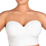 HSIA Longline Strapless Bra for Women, Anti-Slip Support Corset for Large Bust Convertible Bustier Bandeau for Big Breasts White
