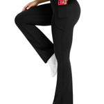PRETISKY Womens Flared Yoga Pants with Pockets, High Waisted Flare Leggings Bell Bottom Bootcut Yoga Dress Pants Black