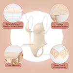 Slimers Women Shapewear Backless Body Bra Shaper Womens Plus Size Plunge Invishaper Low Back Thong Bodysuits Open Crotch Daily Use((Beige L)