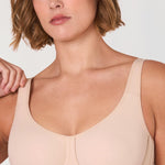 DELIMIRA Women's Confishape Full Coverage Bra Plus Size T Shirt Supportive Underwire Unlined Comfortable Bras Beige - Unlined 36DD