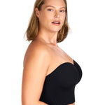 HSIA Longline Strapless Bra for Women, Anti-Slip Support Corset for Large Bust Convertible Bustier Bandeau for Big Breasts Midnight Black