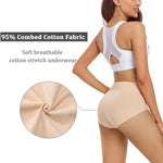 wirarpa Women's Cotton Postpartum Underwear High Waisted Ladies Panties Full Coverage Briefs 4 Pack Beige Medium