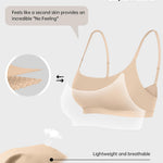 OEAK Womens Comfortable Bras No Underwire Cami Bra Seamless Unlined Bralettes Scoop Neck Unpadded Everyday Sports Tshirt Bra Beige,S