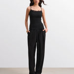 C202 Tank Tops for Women Lace Camisole with Built in Bra Sexy Sleeveless Going Out Top, Black Medium