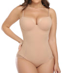 JOYSHAPER Women Strapless Shapewear Bodysuits Under Dress Lingerie Slimming Body Shaper Built in Bra For Tummy Control Girdle Nude M
