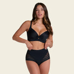 Leonisa Women's No Show Invisible Comfy Tummy Control Classic Panty,Black,Medium