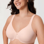 DELIMIRA Women's Minimizer Bra Plus Size Underwire Smooth Full Coverage Seamless Bras Apricot Pink 34E