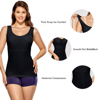 DELIMIRA Women's Shapewear Tummy Control Tank Tops Plus Size Seamless Camisole Black Medium