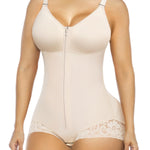 YIANNA Postpartum Fajas Colombianas Moldeadoras Full Body Shapewear Tummy Control for Women Body Shaper Girdles Compression Garment with Side Bust Pad, YA7510-Beige-XL