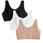 Fruit of The Loom Womens Built Up Tank Style Sports Bra, White/Sand/Black, 38 US