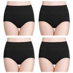 wirarpa Womens Cotton Underwear 4 Pack High Waist Briefs Light Tummy Control Ladies Comfort Stretch Panties Underpants Size L,Black