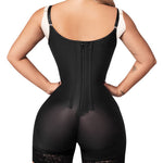 Forma Tu Cuerpo, Fajas Colombianas, Unnoticeable, Open Bust Bodysuit Mid Thigh, Straps, Black. (Ref. C-044) (L)