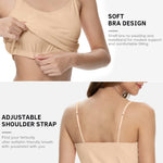 Air Curvey 3 Pack Camisole Tops for Women Built in Bra Adjustable Spaghetti Strap Soft Cotton Undershirt Tanks Seamless Layering Tops Black Nude White M