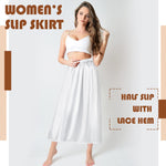 Haysandy 3 Pieces Half Slips for Women 3 Kinds of Length 19, 27, 35 Inch Slip Under Dress Satin Lace Long Skirt (White, X-Large)