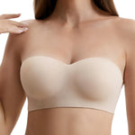 Slimers Strapless Bra for Women: Push Up Underwire Strapless Bras - Non Slip for Small Bust Beige