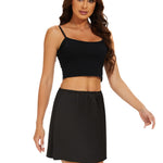 MANCYFIT Womens Half Slip for Under Dresses Satin Slip Skirt Mini Underskirt Black X-Large