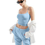 SUUKSESS Women Sexy Square Neck Tank Top Summer Y2K Going Out Tops Casual Sleeveless Basic Cami Shirts (Baby Blue, M)