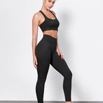ODODOS Tummy Control 7/8 Compression Leggings with Inner Pocket for Women, 25" High Waist Workout Running Yoga Pants, Black, Medium