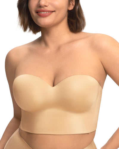 HSIA Longline Strapless Bra for Women, Anti-Slip Support Corset for Large Bust Convertible Bustier Bandeau for Big Breasts