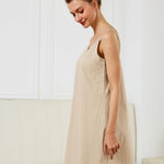 BEAUZSUZSANA Women's Full Slip for Under Dresses 100% Cotton Adjustable Spaghetti Strap Cami Shapewear Dresses V Neck (Nude,S)