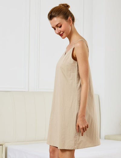 BEAUZSUZSANA Women's Full Slip for Under Dresses 100% Cotton Adjustable Spaghetti Strap Cami Shapewear Dresses V Neck (Nude,S)