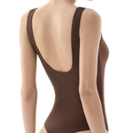 PUMIEY Bodysuit for Women Square Neck Sleeveless Tank Top Body Suits Women Clothing Chocolate Large
