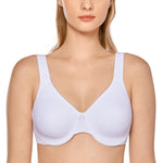 DELIMIRA Women's Minimizer Bra Plus Size Underwire Smooth Full Coverage Seamless Bras White 34E